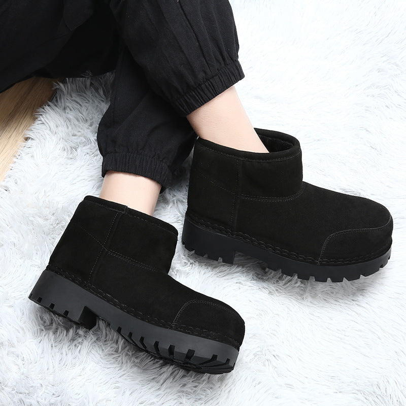 Women's & Men's Ugly Cute Big Head Warm Solid Color Boots