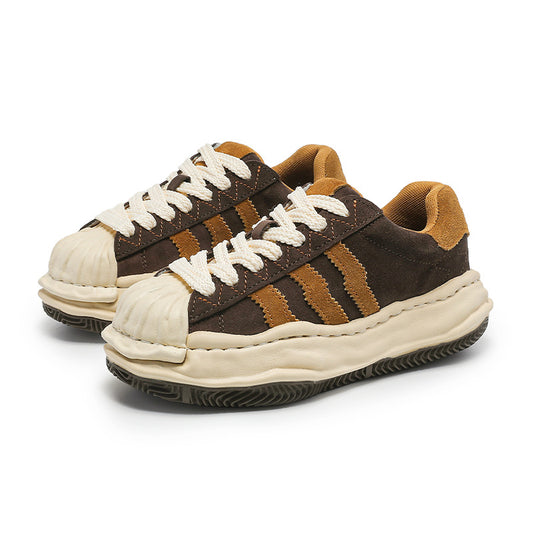 Retro Shell Toe Dissoed Niche Platform Increased Couples Men's Board Shoes