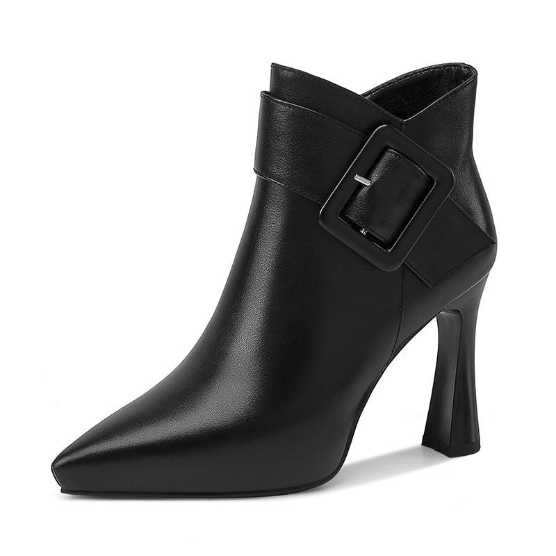 Women's Chunky Waterproof Platform Booties Belt Buckle Sexy Boots