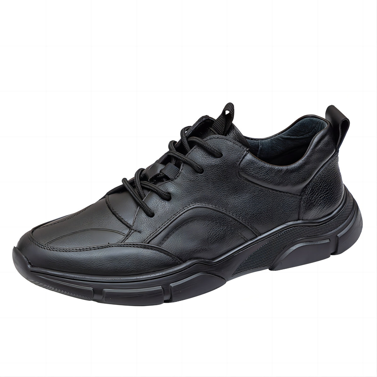 Men's Running Black Front Business First Layer Cowhide Low Cut Round Casual Shoes