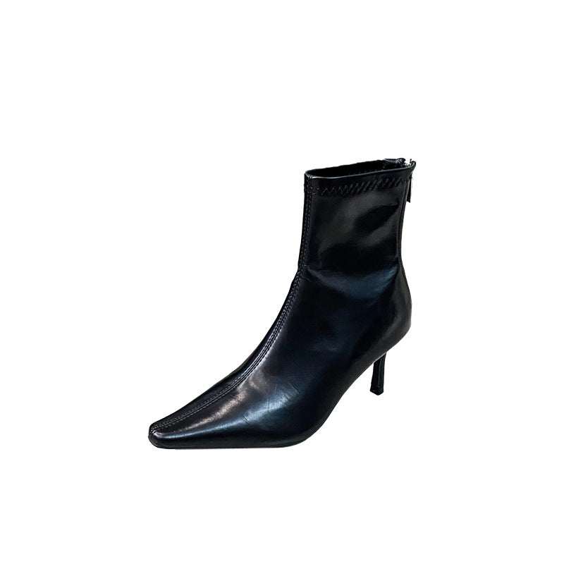 Women's Autumn Stiletto Temperament Slimming French Fashion Sexy Beautiful Women's Leather Boots