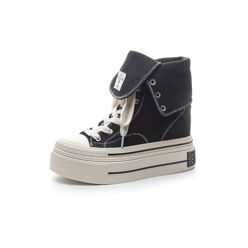 Women's Flat Height Increasing Two-way Wear Niche Design Women's Canvas Shoes