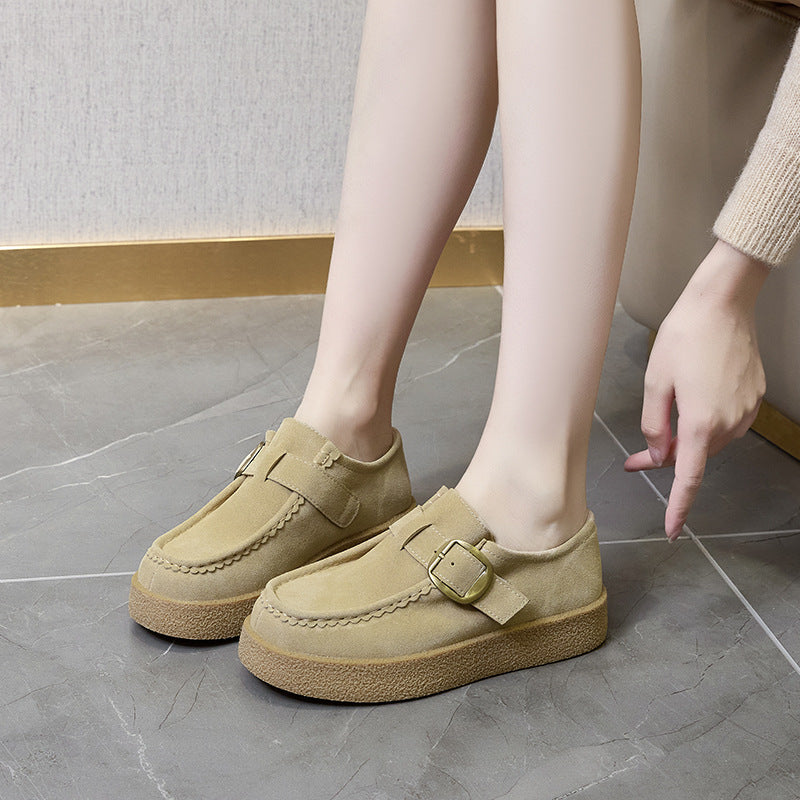 Frosted Thick Bottom Yellow Blue Kangaroo Female Wedge Platform Belt Women's Casual Shoes
