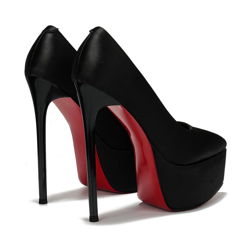 Women's Nightclub Catwalk Hot Pumps Pointed Thick Water Table Fine Heels