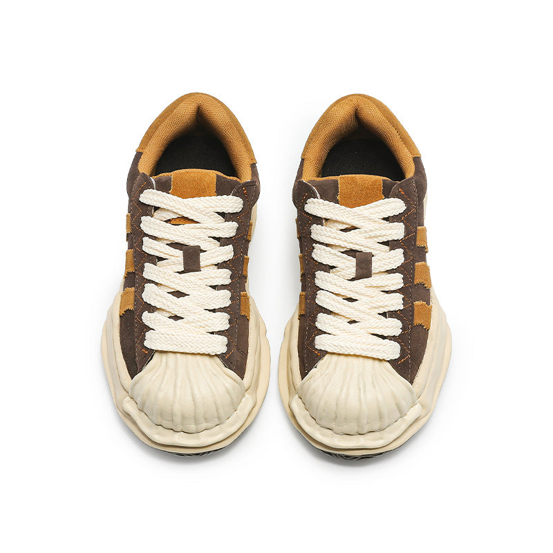 Retro Shell Toe Dissoed Niche Platform Increased Couples Men's Board Shoes