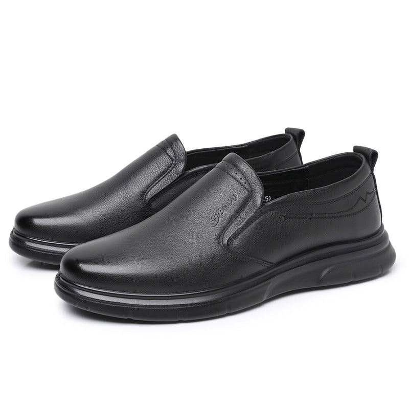 Men's Slip-on Fashion First Layer Cowhide Dad Leather Shoes