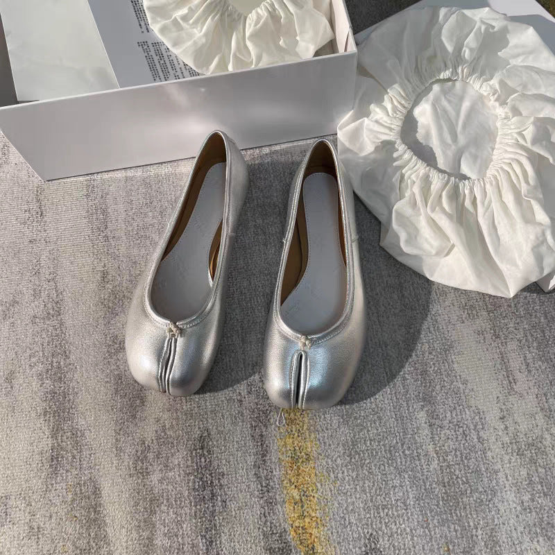 Women's Pleated Flat Round Toe Trotter Horseshoe Women's Fashion Shoes