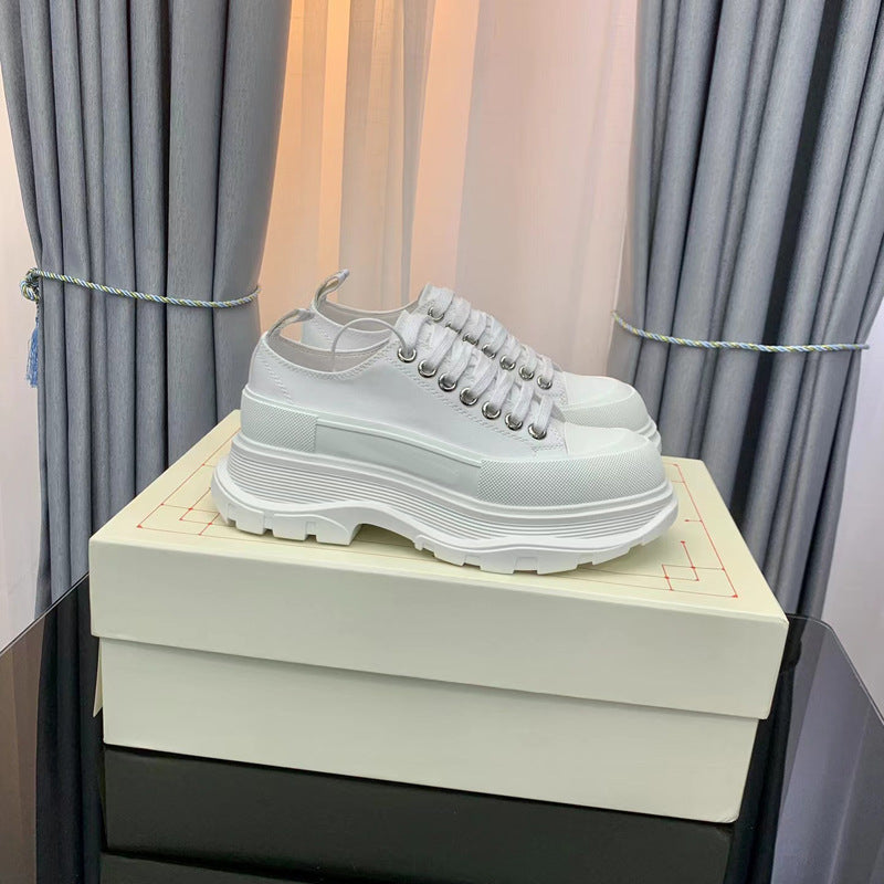 Mcqueen Small Raise The Bottom White Platform Versatile Canvas Shoes