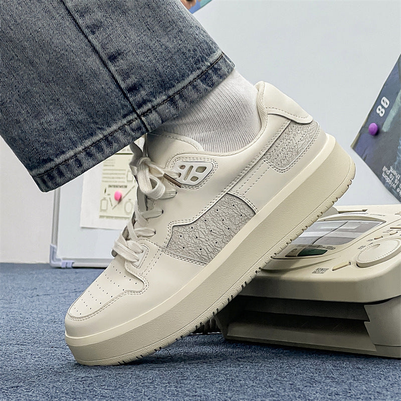 Men's Design Crack White Trendy Platform Heightened Men's Board Shoes
