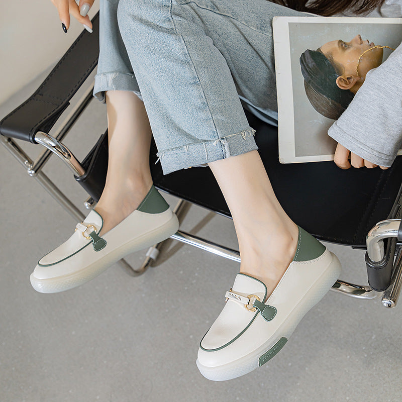 Women's One Pedal Summer Soft Bottom Two-way Lazy Flat Large Women's Shoes