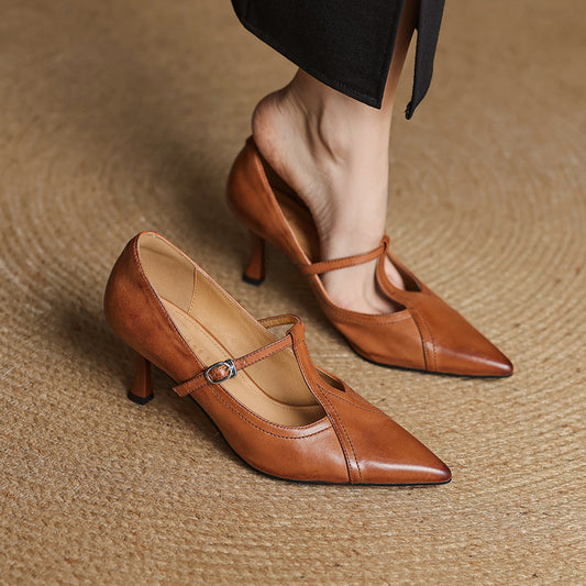 Women's Pointed Toe Low-cut Korean Style Strap Stiletto Women's Fashion Shoes