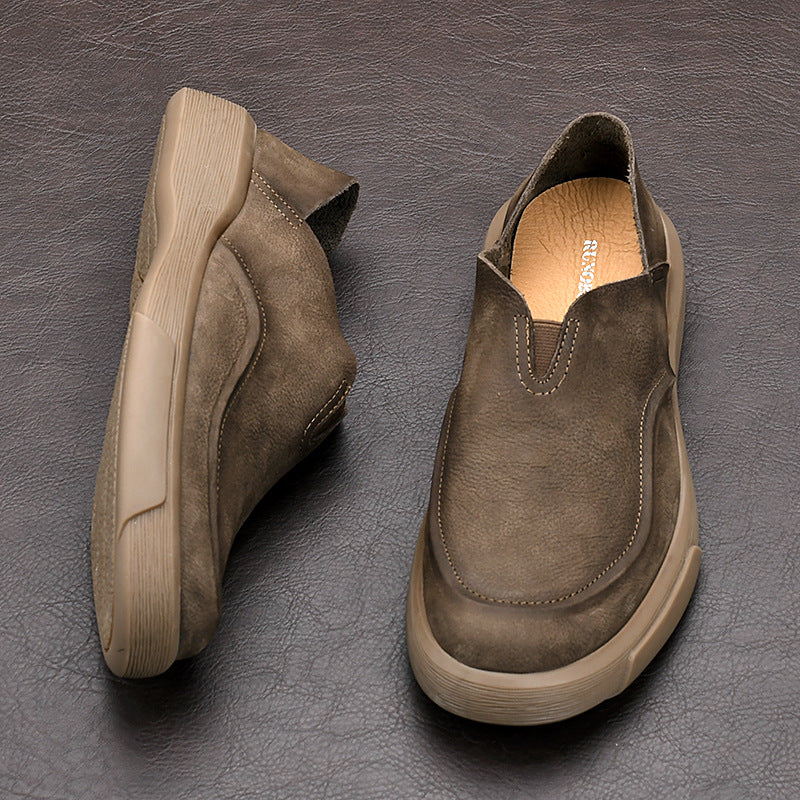 Men's Fashion First Layer Cowhide Round Toe Leather Shoes