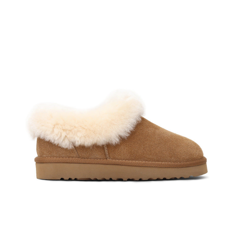 Wool Low Top Warm Female Winter Snow Boots