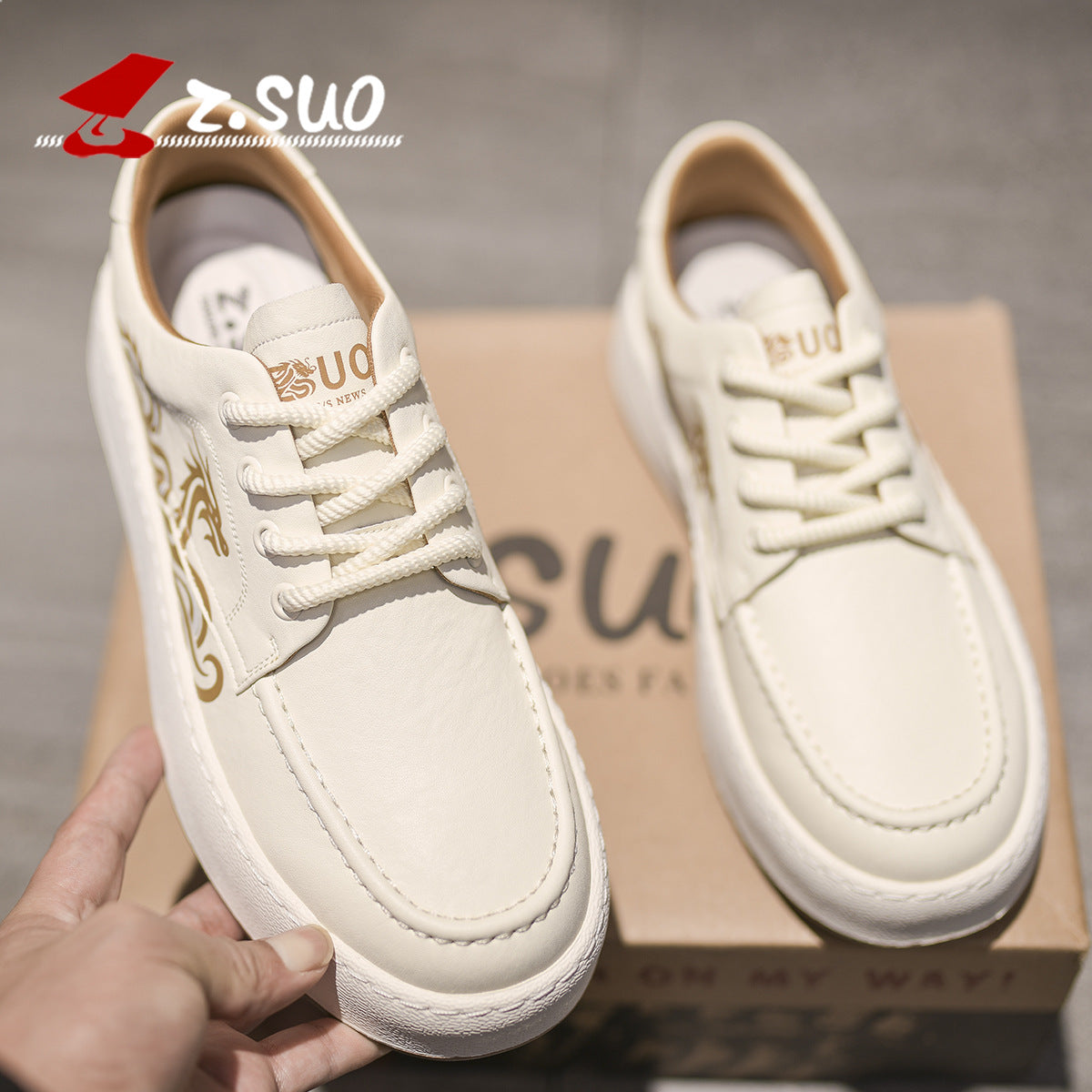 Men's White Dragon Limit Fashion Board Raise Casual Shoes