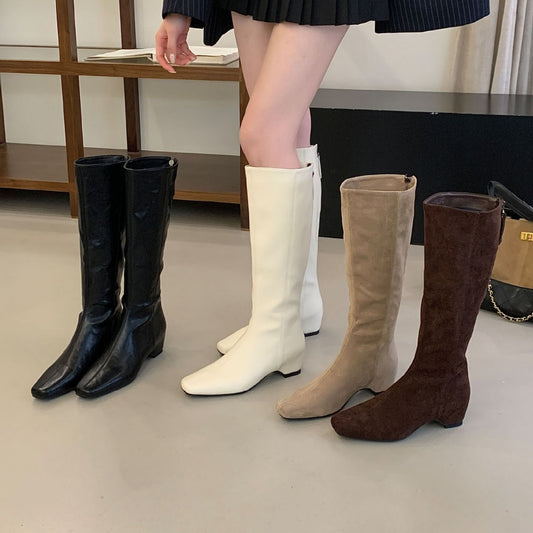Women's Height Increasing Insole Korean Style Shorty Long Vintage Boots