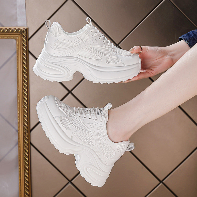 Women's Autumn Thick Bottom Height Increasing Insole Fashion Exercise Breathable Mesh Women's Shoes