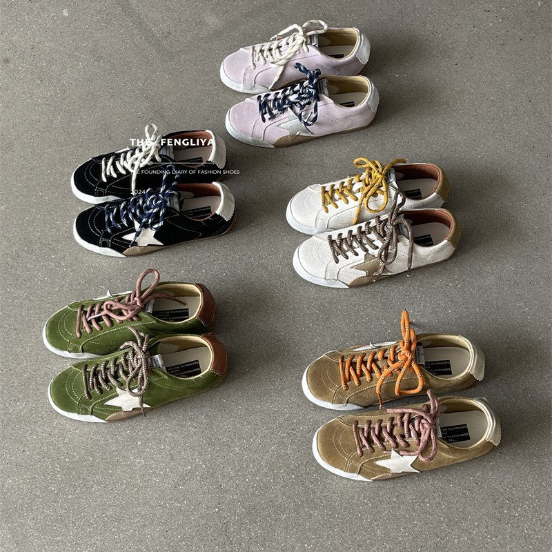 Toe Vintage Korean Style Golden Goose Trendy Cowhide Distressed Breathable Women's Sports Shoes