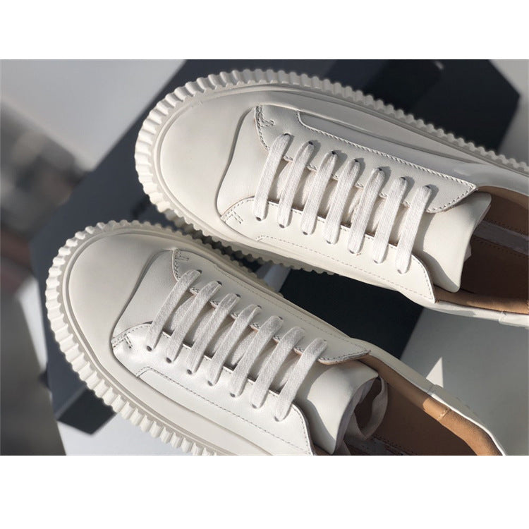 Women's Platform White Cow Biscuit Shape Height Casual Shoes
