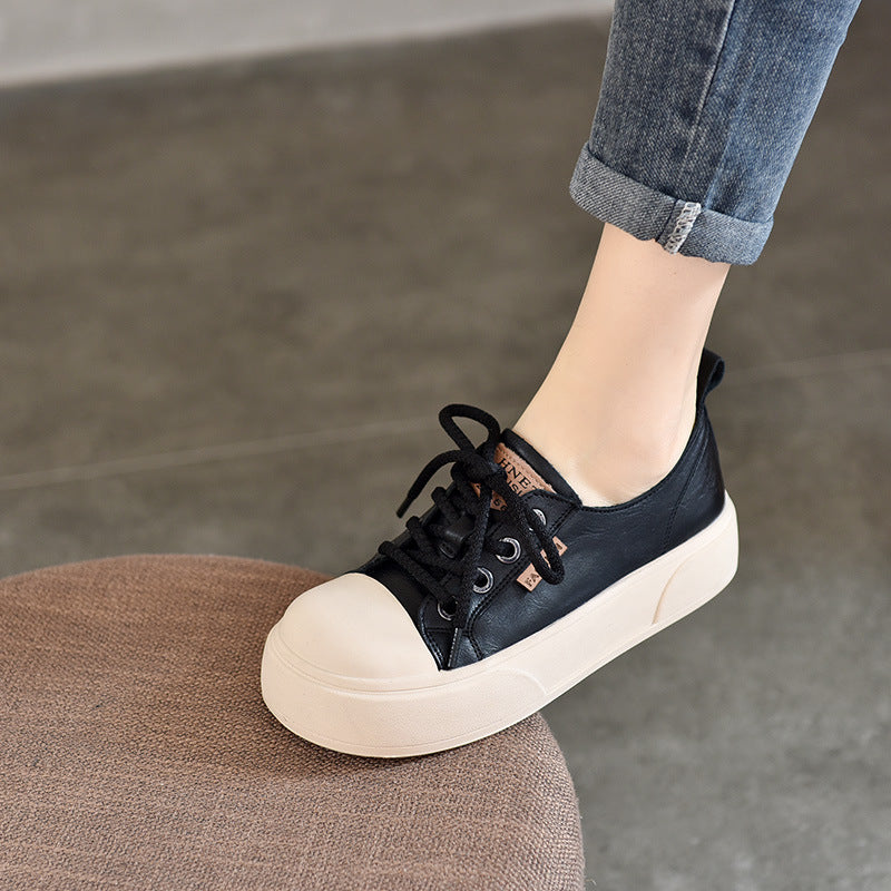 Women's Hand Grip Pattern Full Grain Cow Casual Shoes