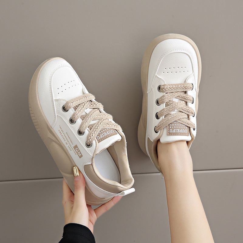 Women's Spring White Korean Style Thick Sole Casual Shoes