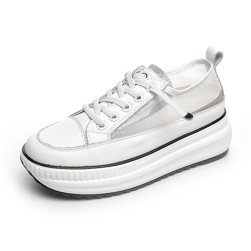 Women's Summer Genuine Mesh Breathable Skateboard Tide Thick Leather Shoes