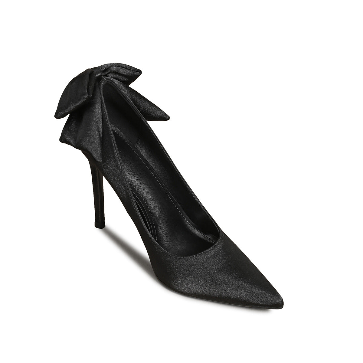 Women's Black High Stiletto Satin Pointed Toe Women's Fashion Shoes