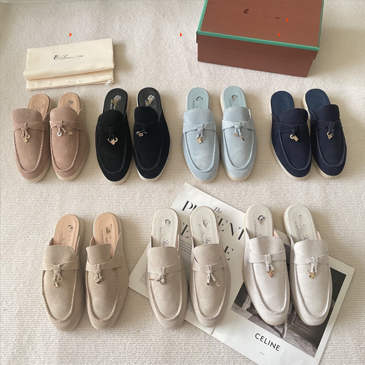 Women's High Version Frosted Cowhide Half Flat Leather Shoes