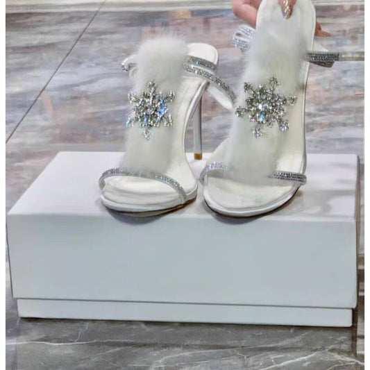 Women's Winter Genuine Mink Fur Fairy Style Sandals