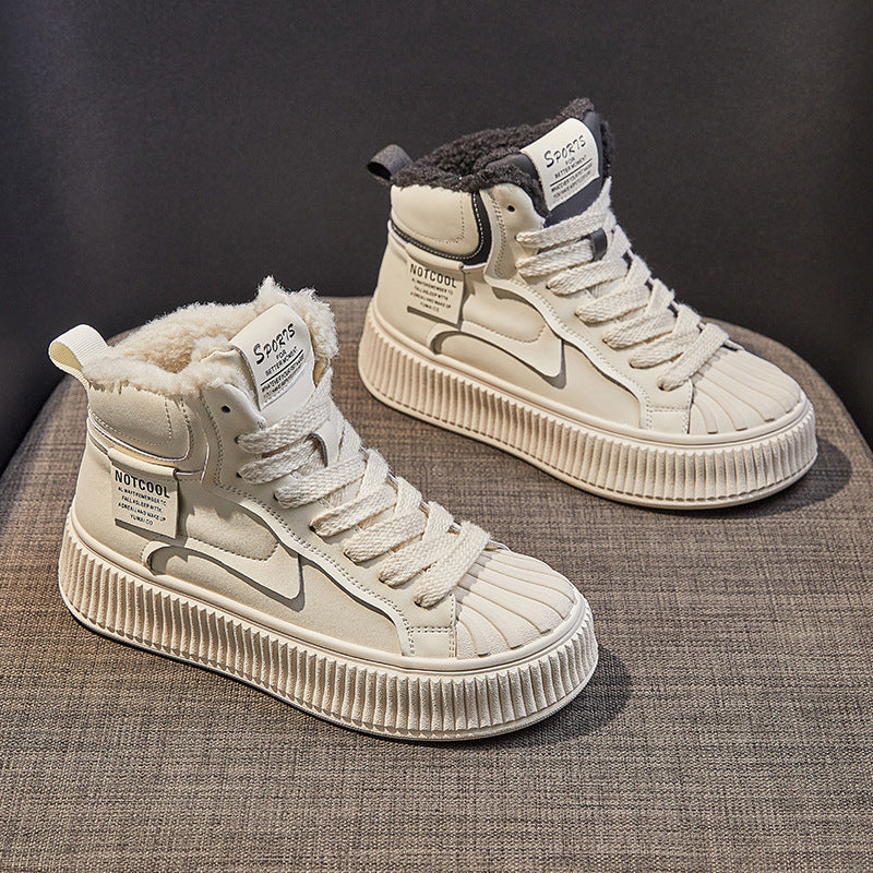 Women's High Top White Korean Style Thick Sneakers