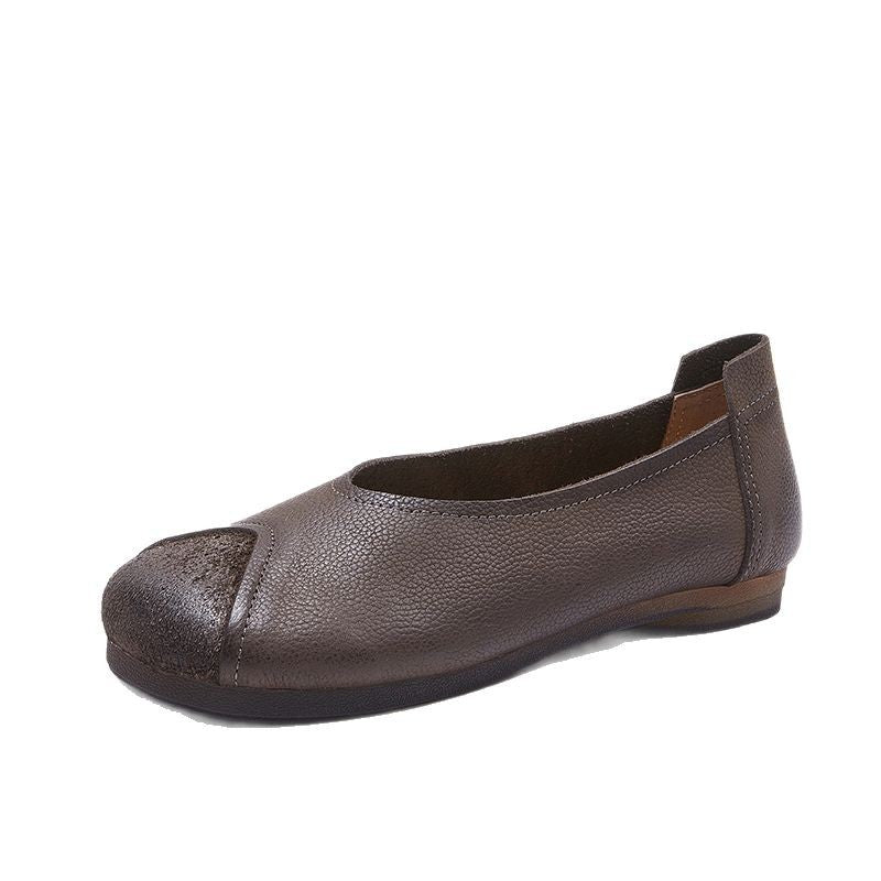 Women's Brown Flat Pumps Female Mom Fashion Casual Shoes