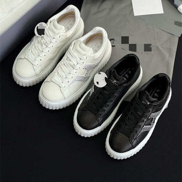 Women's Lace Color Block Lightweight Exercise Thick Sole Sneakers