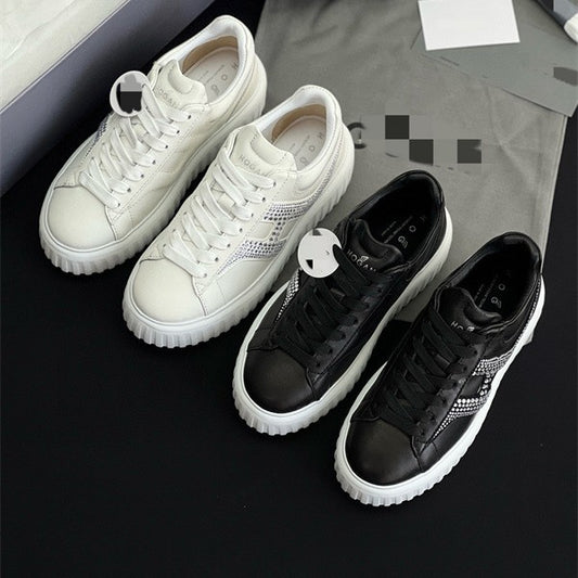 Women's Lace Color Block Lightweight Exercise Thick Sole Sneakers