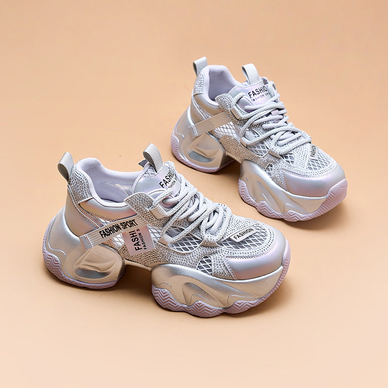 Goods Rhinestone Platform Dad Female Super Sneakers