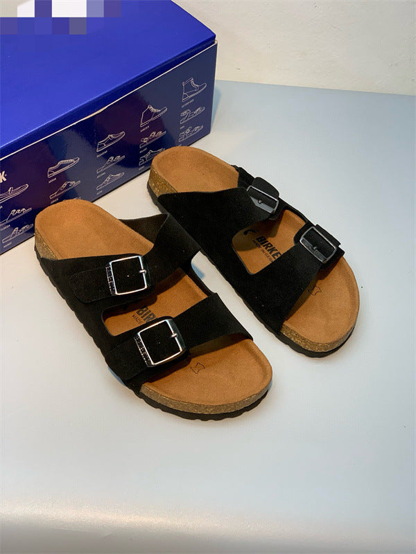 Order Niche Beach Flip-flops Cork Comfortable Double Buckle Genuine Sandals