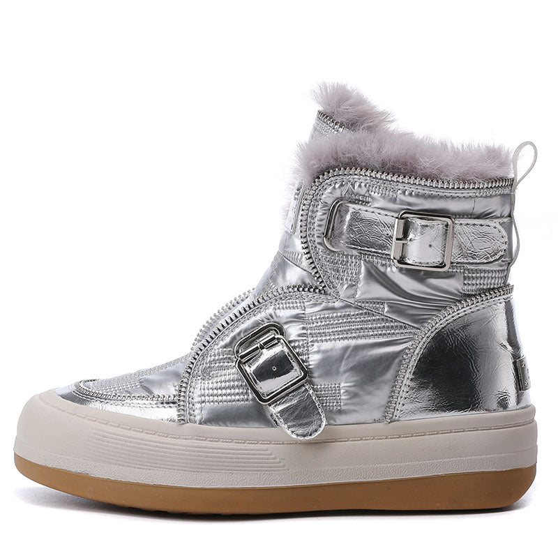 Women's Winter Fleece-lined Thick Short Zip Platform Snow Boots
