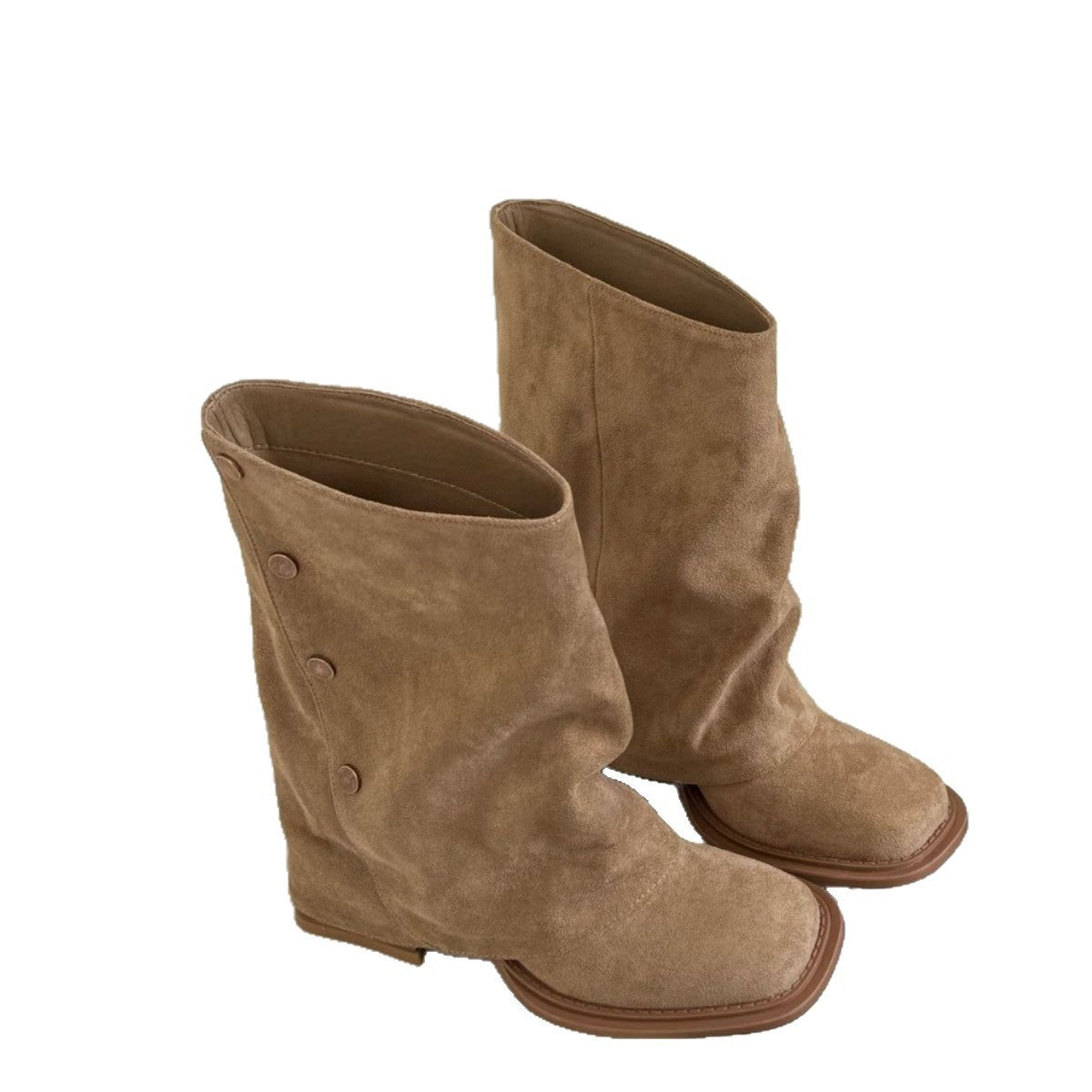 Square Toe Chunky Short Female French Boots