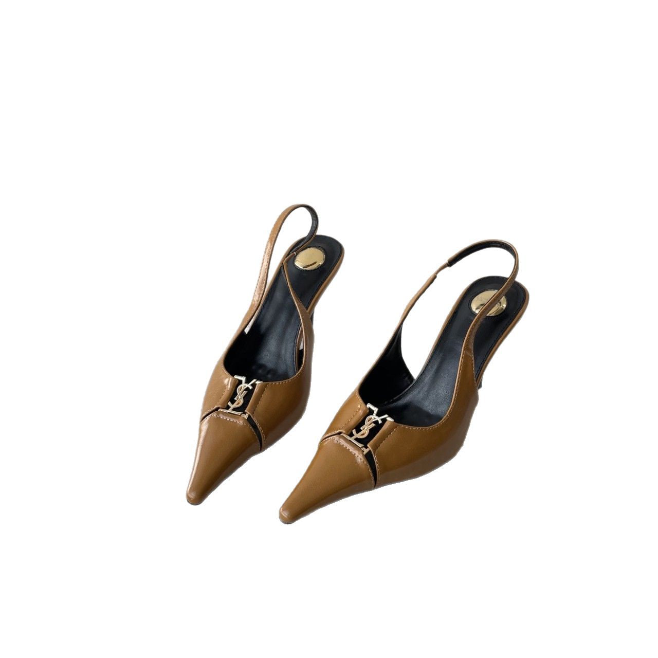 Women's Spring Stiletto Metal Buckle Patent Fashion For Temperament Wild Heels