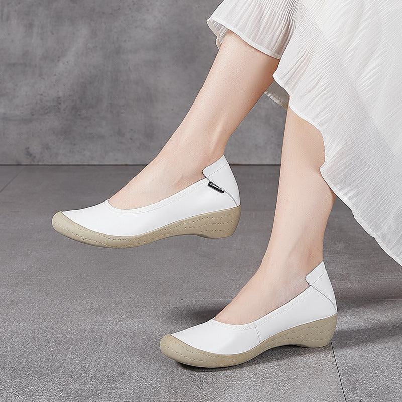 Women's Handmade Platform Wedge Shallow Mouth Pumps Casual Shoes