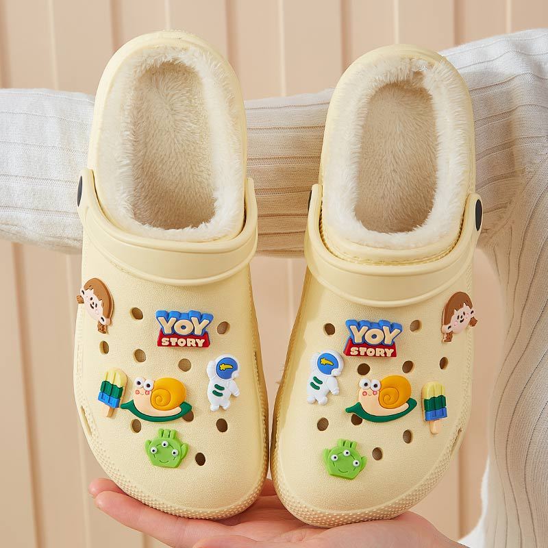 Women's Bottom Fleece-lined Hole Cartoon Cotton Warm Daily Outer Women's Shoes