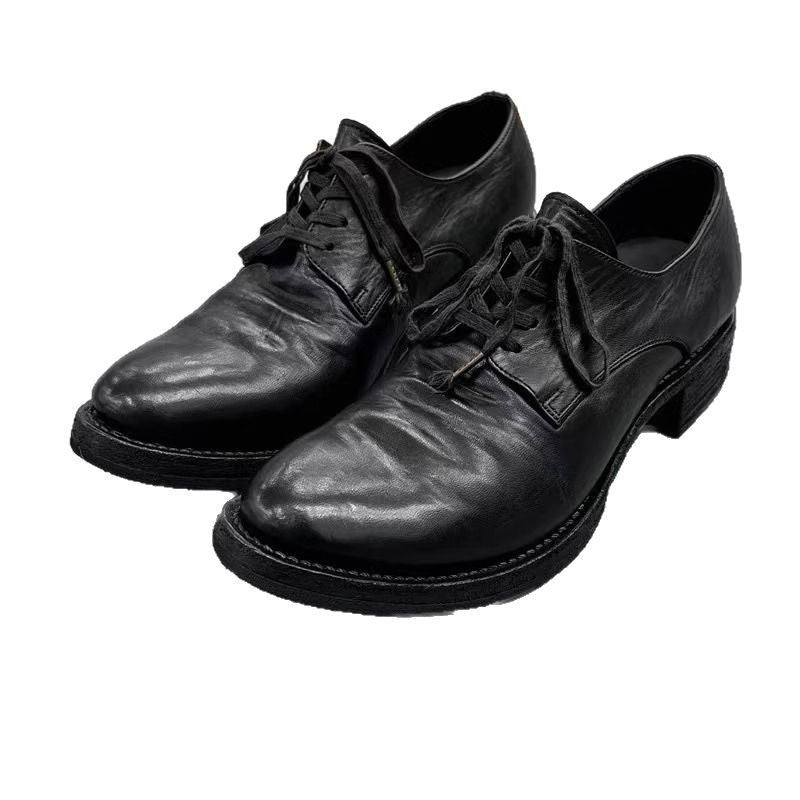 Women's & Men's Pointed Warped Head Derby Comfortable Commuter Men's Casual Leather Shoes