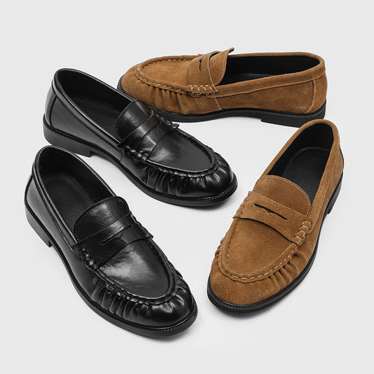 Men's Handmade Pleated Lazy Flats Spring French Loafers
