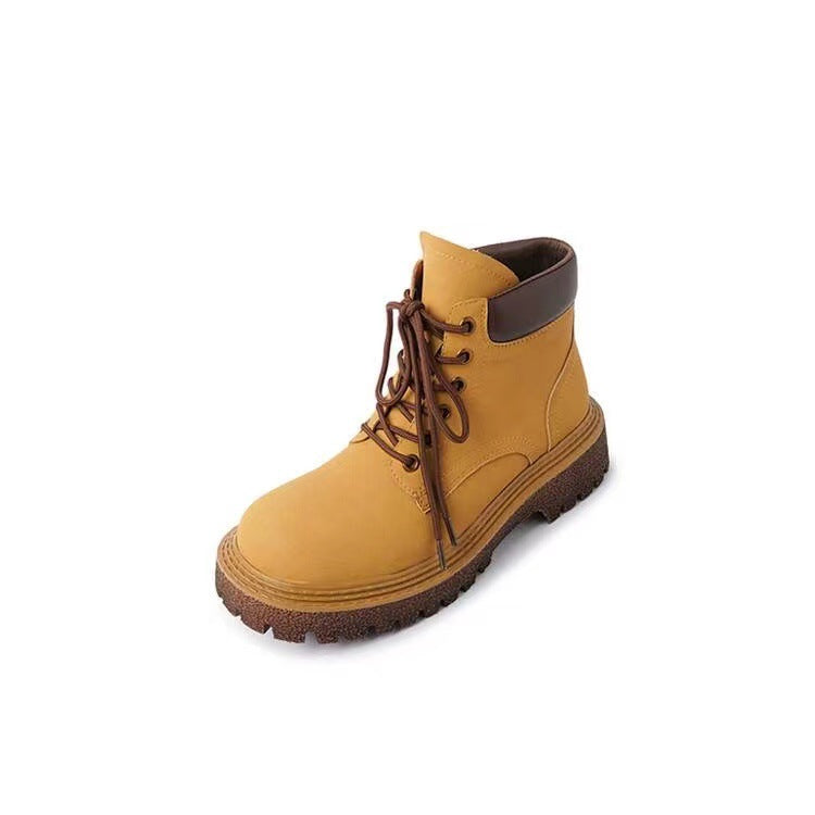 Style Thick Bottom Worker Four Wearable Women's Leather Boots