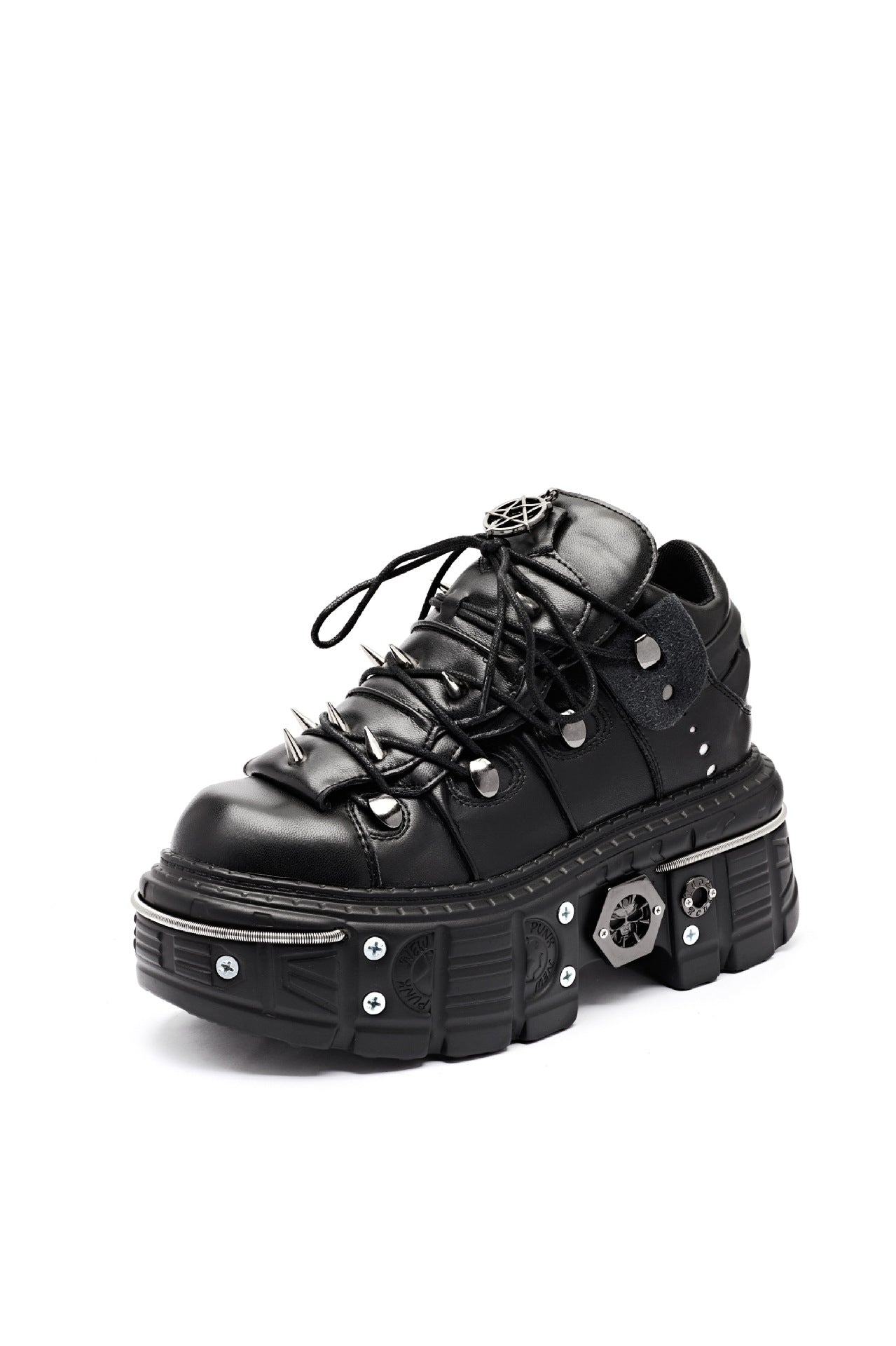 Women's Heavy Metal Platform Punk Dark Motorcycle Sneakers