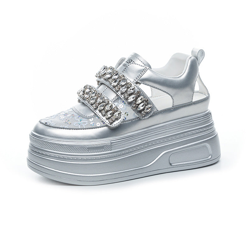 Women's Spring Authentic Platform White Velcro Sports Casual Shoes