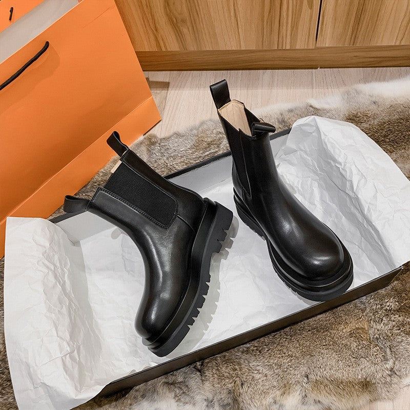 Women's Insole Martin Winter Thick Fleece Smoke Pipe Chelsea Ankle Snow Boots