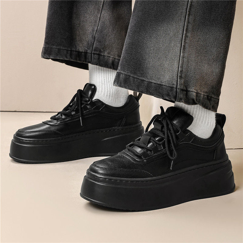 Men's Black Platform White Height Increasing Insole Sneakers