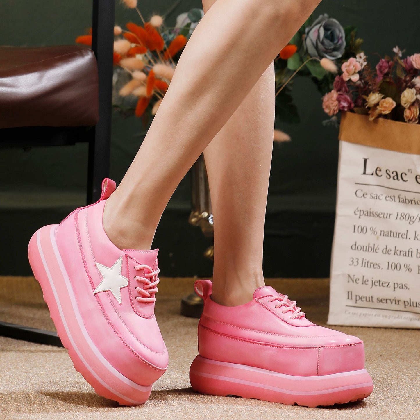 Women's Platform Retro Round Head Comfortable Four Sneakers