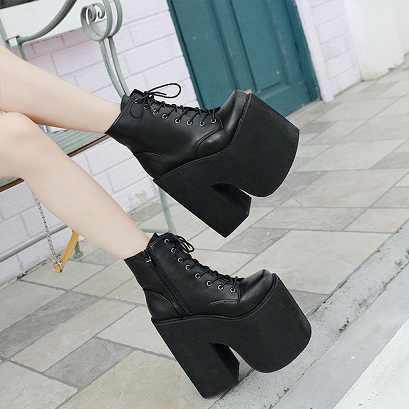 Women's Chunky Ankle Fashion Stage Show Plus Size Wedge Boots