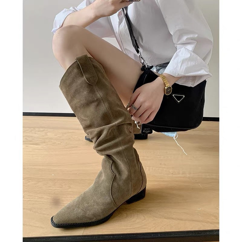 Women's Genuine Frosted Suede High Pile Style Women's Leather Boots