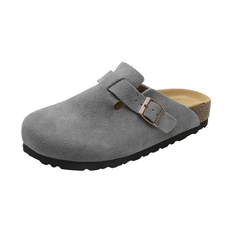 Comfortable Flat Cork Unisex Retro Half Lazy Thick-soles Slippers